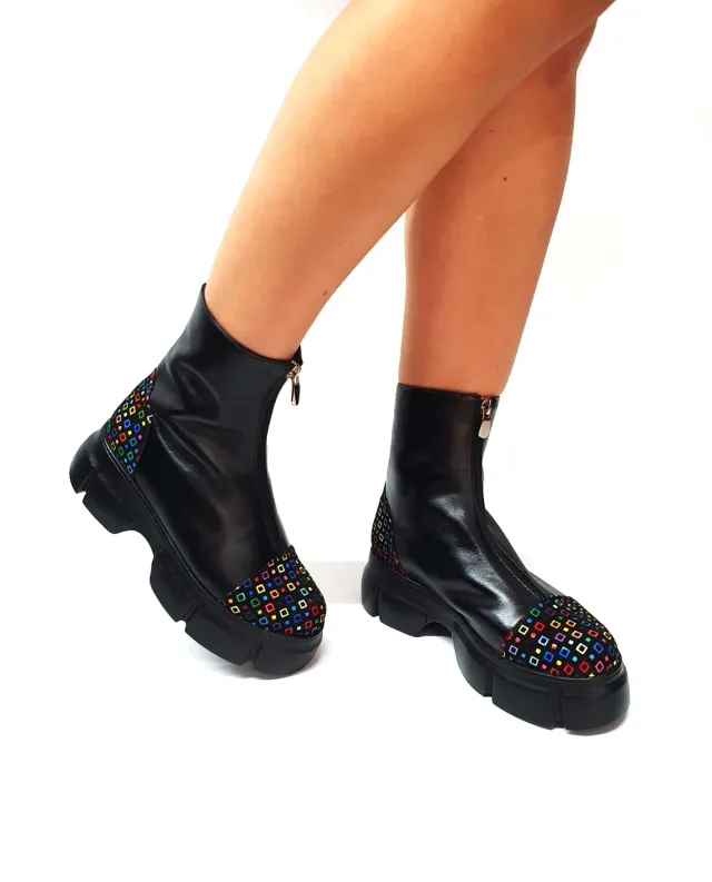 Catinca Shoes BC25 NPC bocanci damă piele cu pătrățele