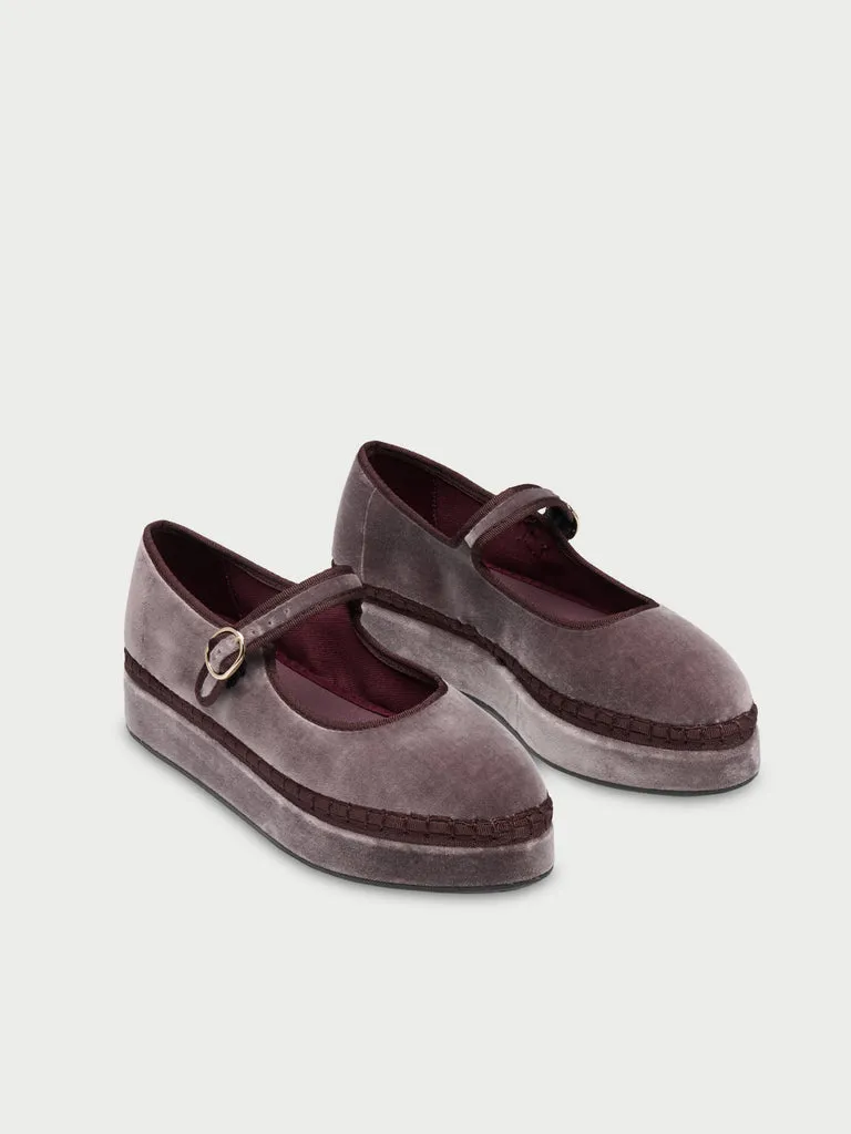 Flagelus Double Taupe pantofi mary jane taupe platforma