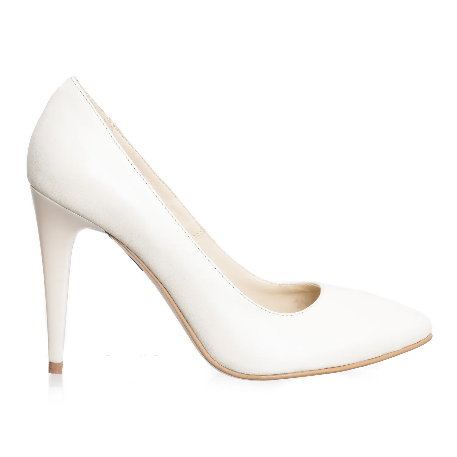 Catinca Shoes 2691 A pantofi dama stiletto albi piele