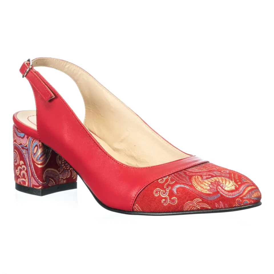 Catinca Shoes A55 RSR sandale dama rosii piele naturala