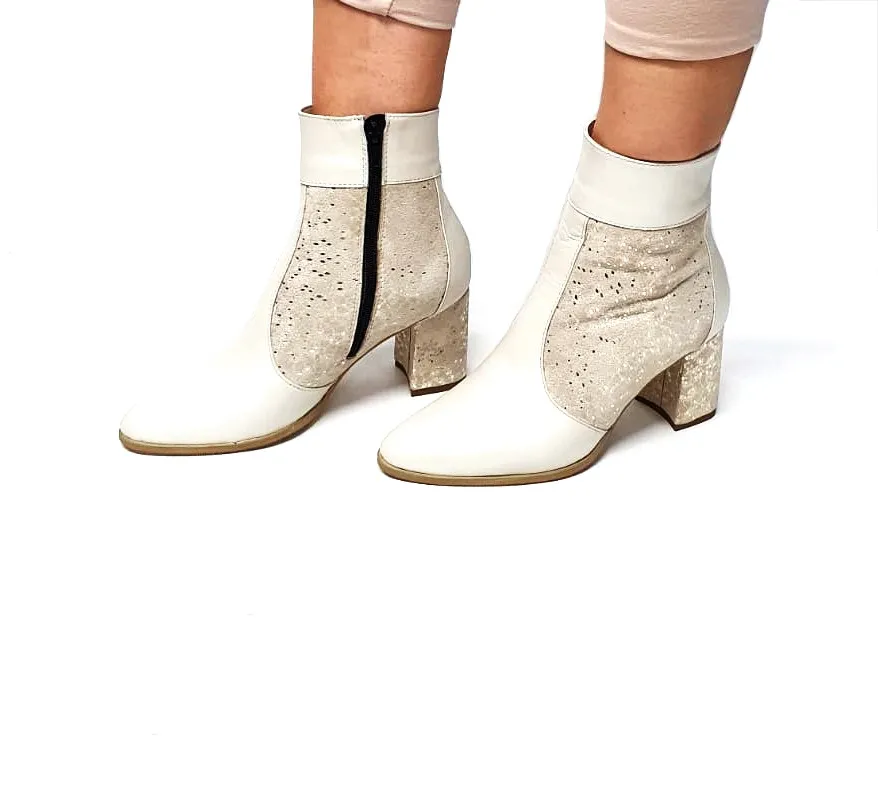 Catinca Shoes GX32 BSFA ghete dama piele bej sidef