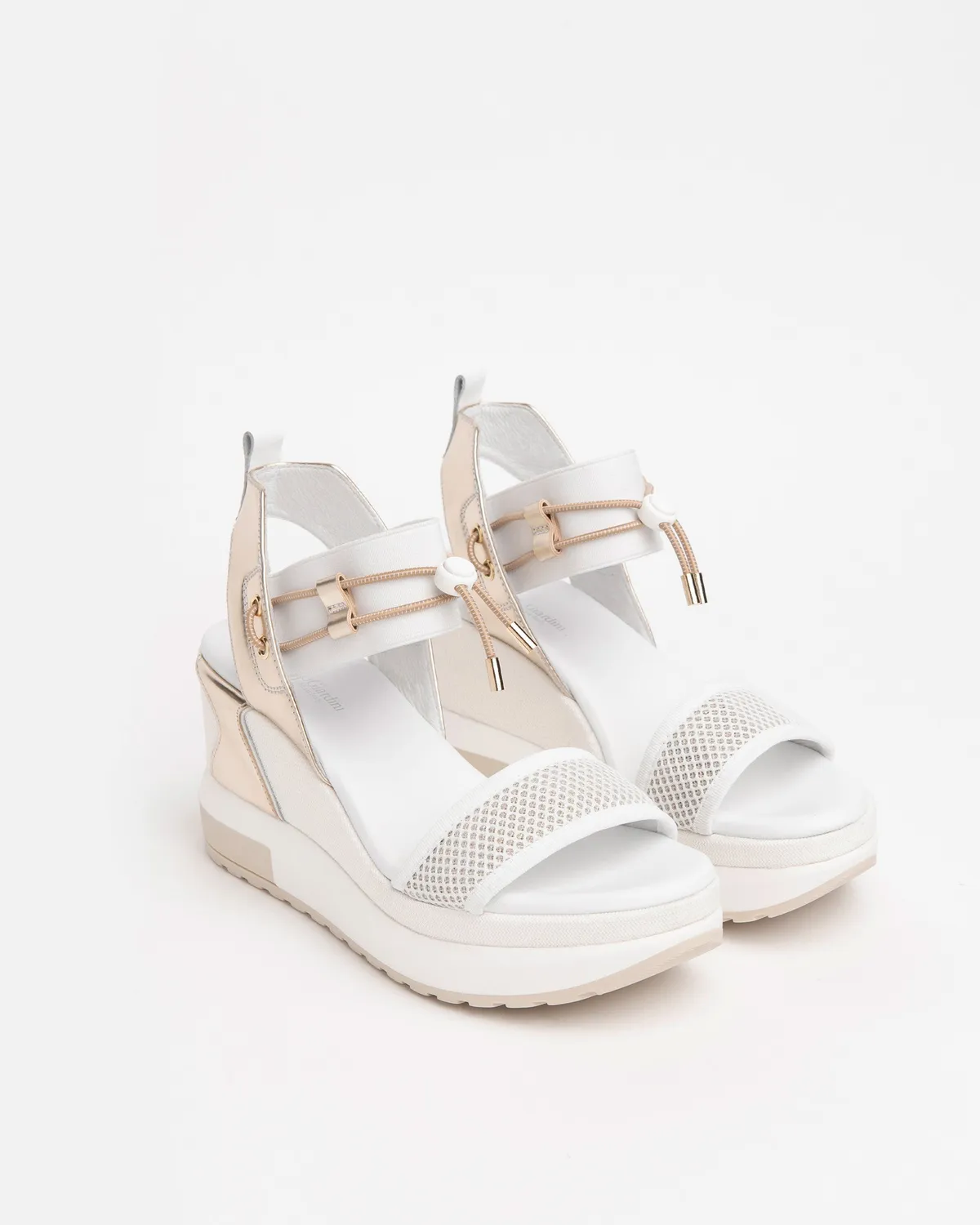 NeroGiardini sandale dama piele panza wedge 80 mm