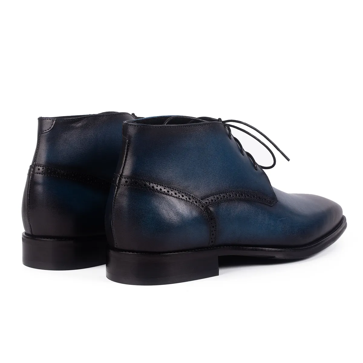 Lucas Shoes 851A Blue ghete iarnă albastre piele