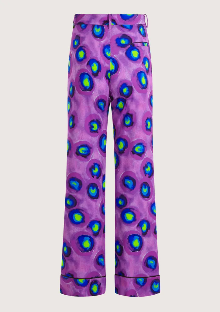 Flagelus Coco Baseball pantaloni mov tie-dye bumbac