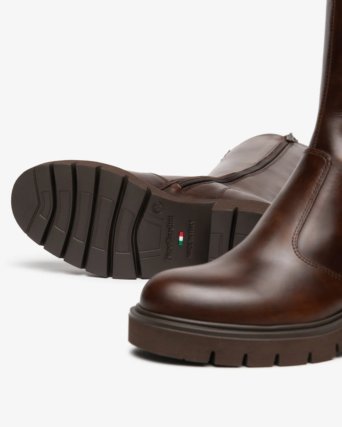 NeroGiardini cizme damă piele toc 6cm cu fermoar