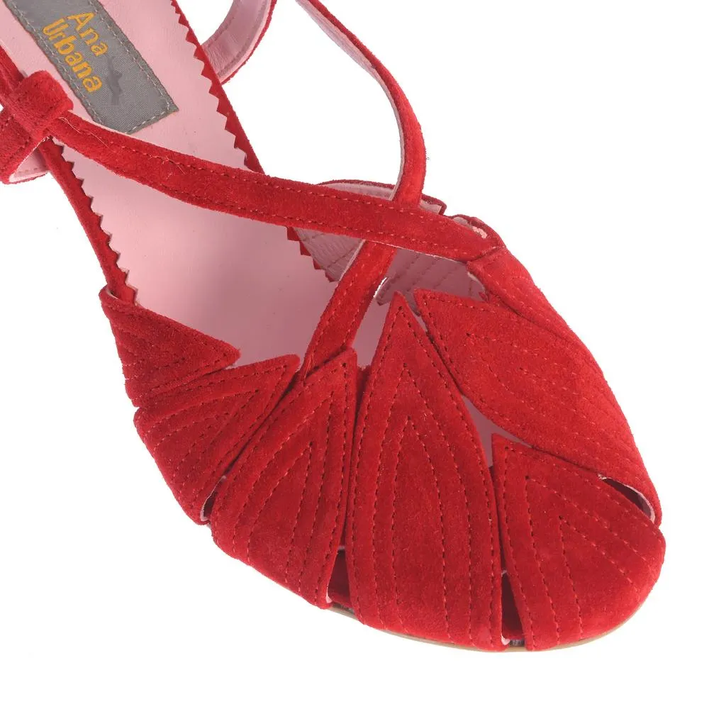 Ana Urbana Mendoza sandale piele roșii toc 4 cm