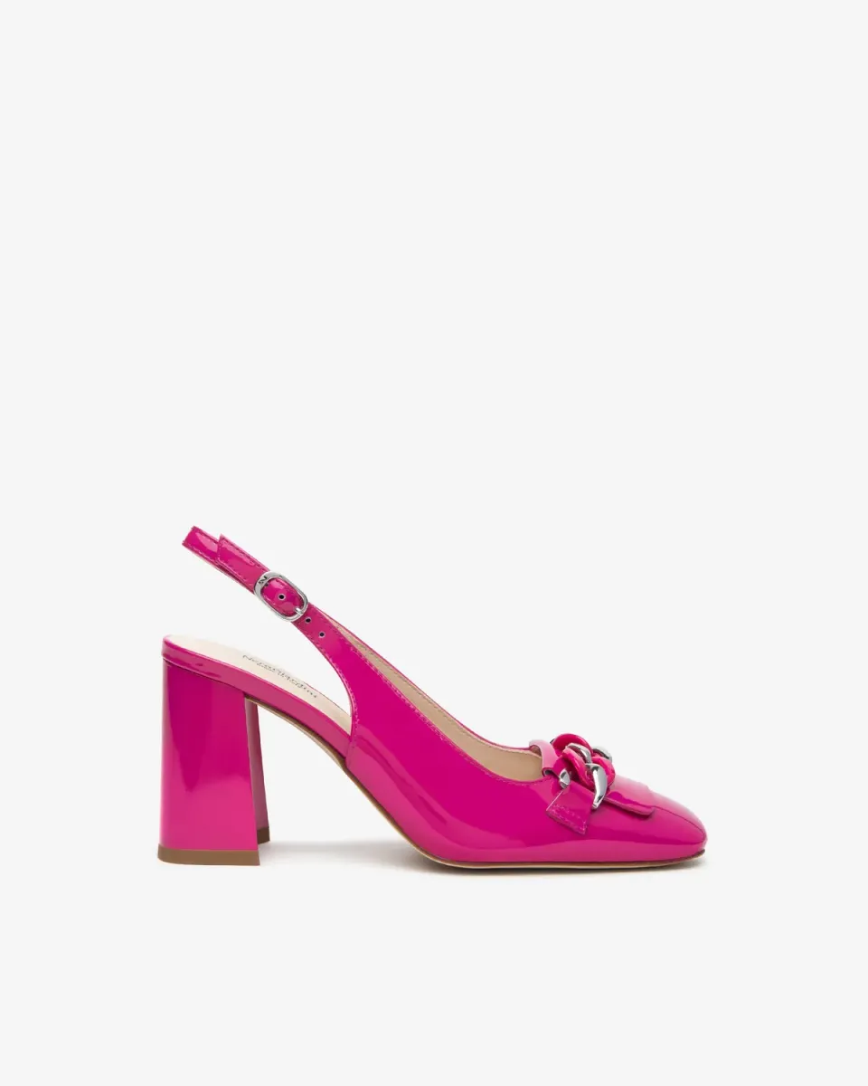 NeroGiardini pantofi damă lac slingback cu bareta