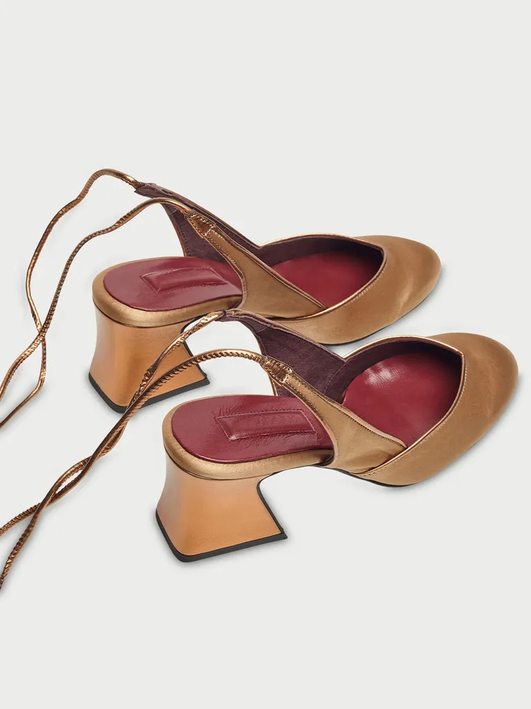 Flagelus Swing Turron pantofi toc satin maro