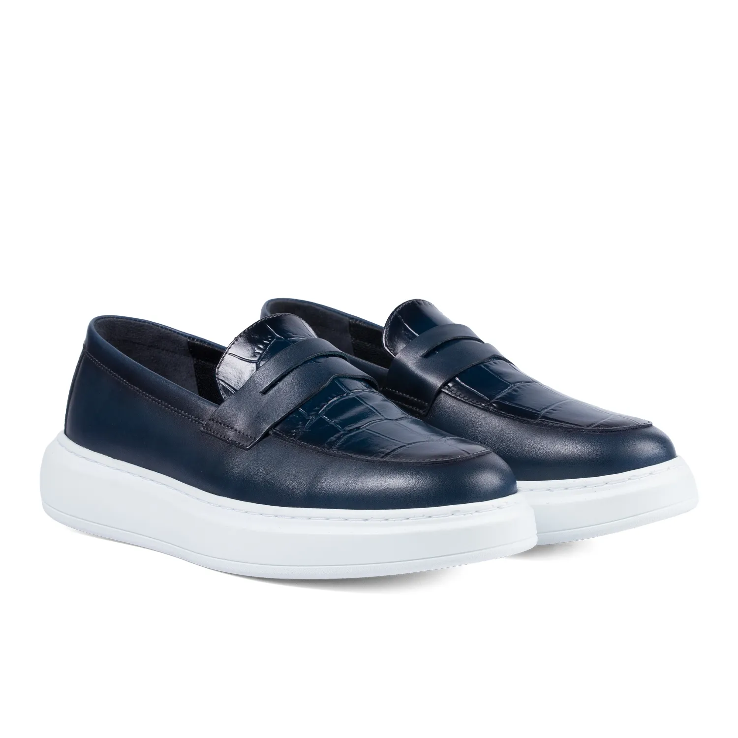 Lucas Shoes Ezra loafers blue croc piele bărbați