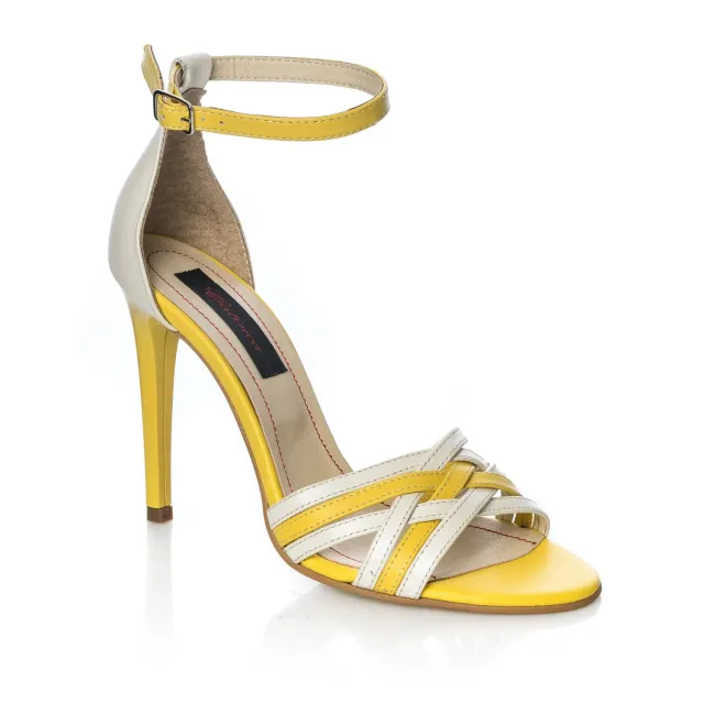 Catinca Shoes S6 AG sandale piele alb galben