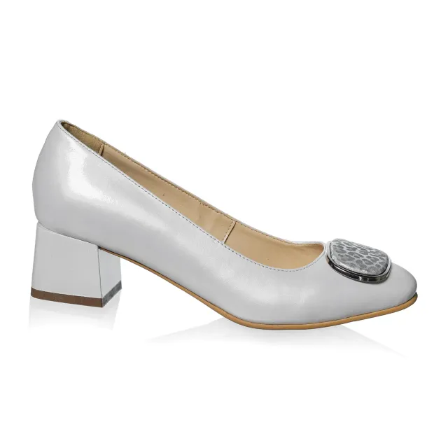 Catinca Shoes A21 ASP pantofi piele naturala alb sidef ponei