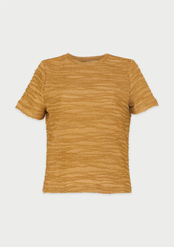Flagelus Hun tricou kaki din bumbac texturat