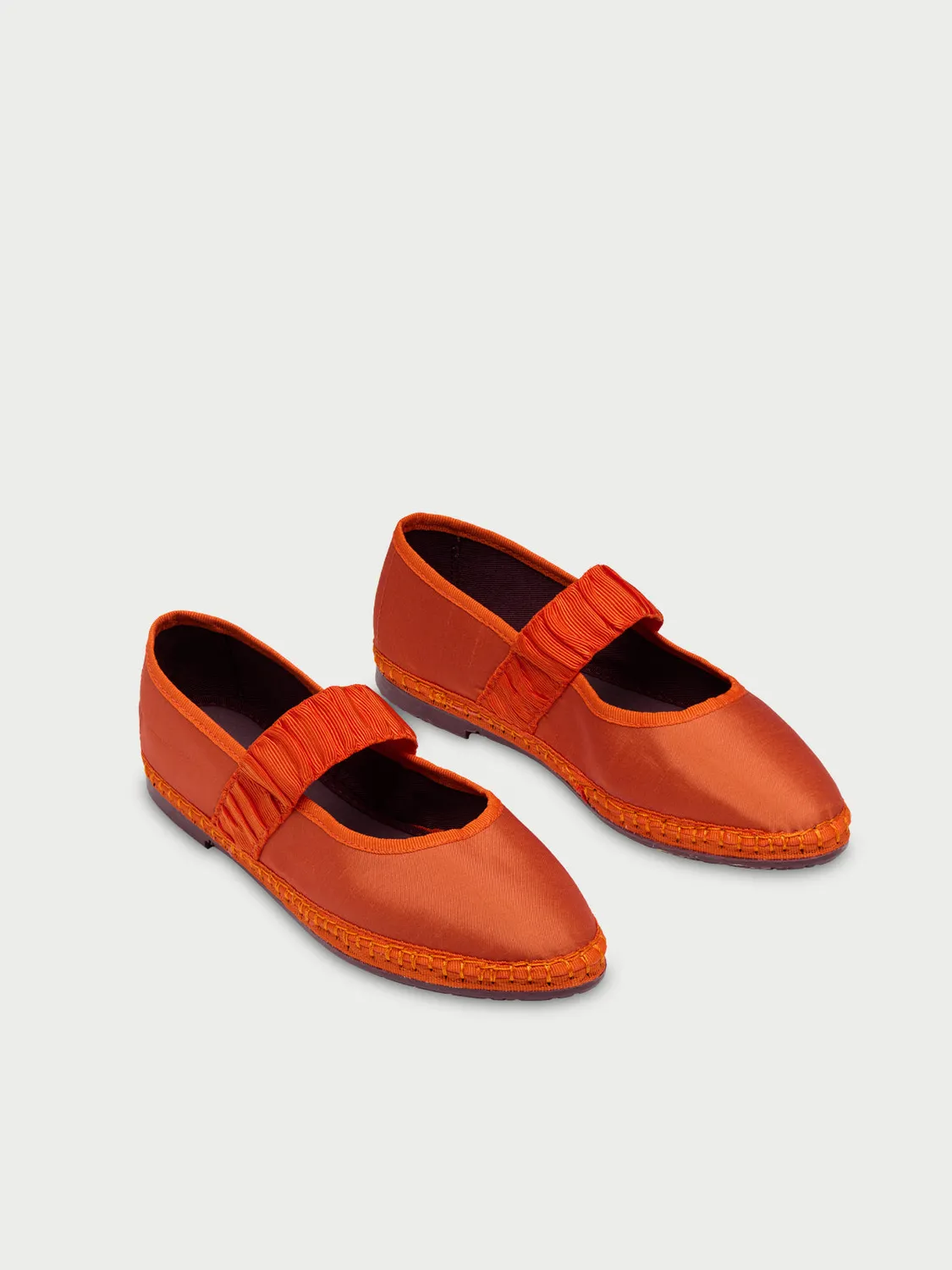 Flagelus Mafalda Ruffle Orange pantofi portocalii mătase