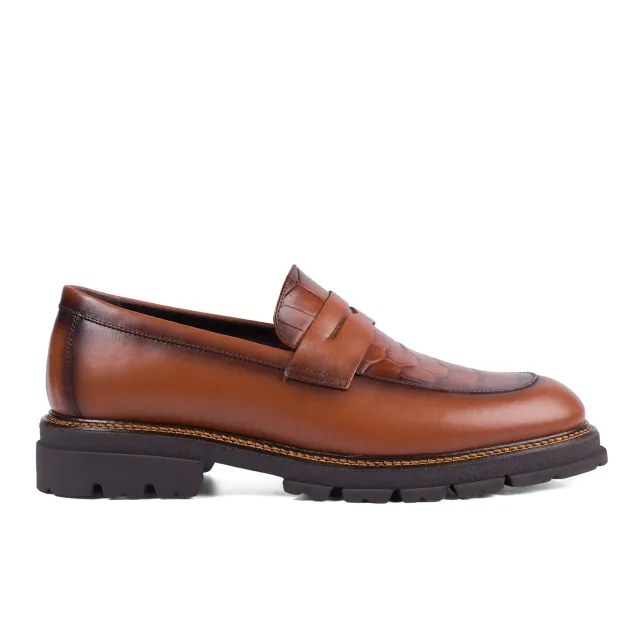 Lucas Shoes Ezra Ukr Croco mocasini piele coniac