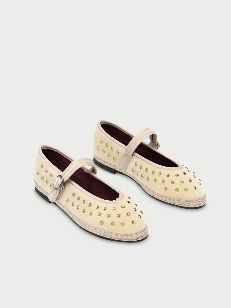 Flagelus Mae Cristal Nude balerini velvet cu cristale