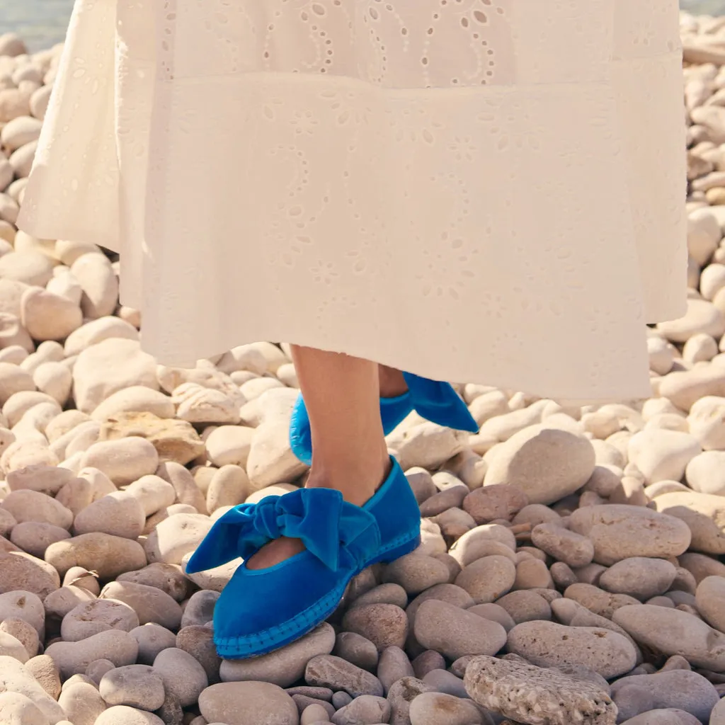 Flagelus Lady Lyra Blue espadrile albastre catifea