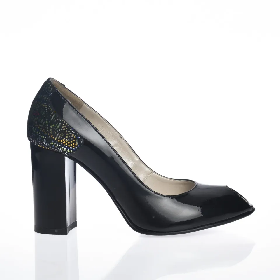 Catinca Shoes F26 NLI pantofi dama piele naturala lac imprimeu