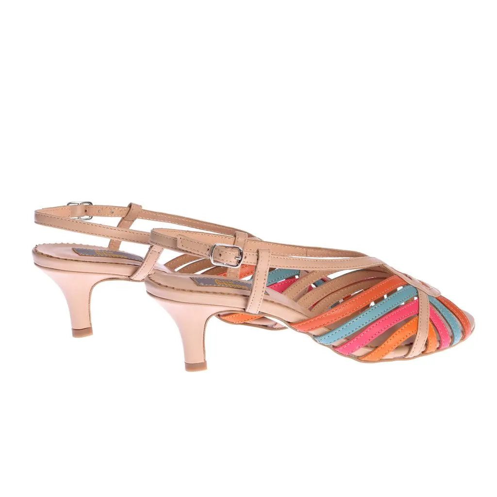 Ana Urbana Cusco sandale piele bej-multicolor toc 2cm