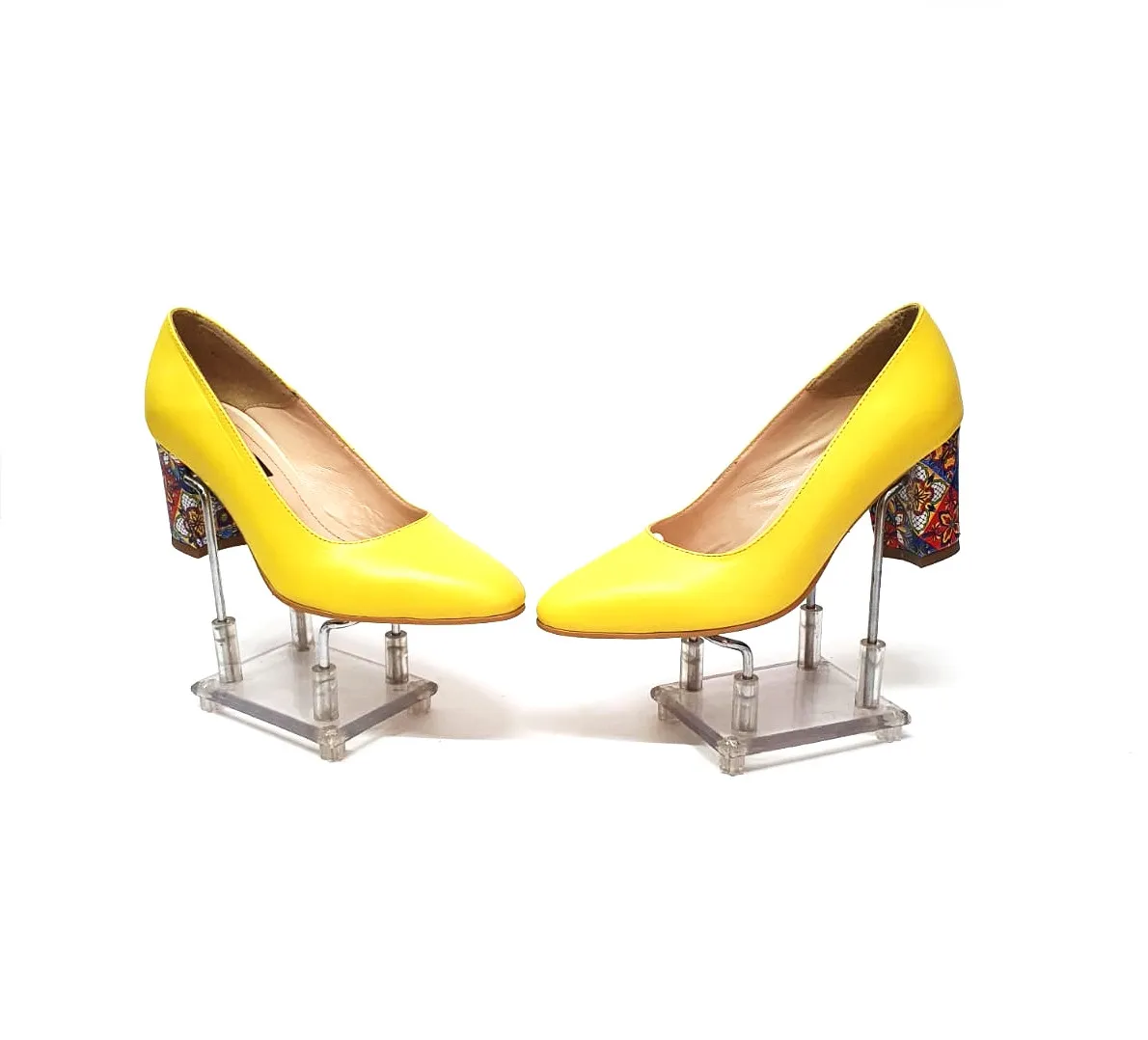 Catinca Shoes R7 GBM3D pantofi dama piele galben mozaic