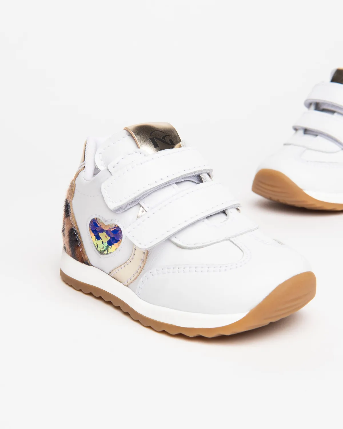 NeroGiardini pantofi sport fetite piele velcro inima