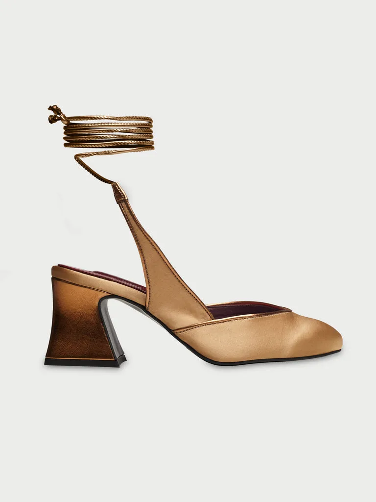 Flagelus Swing Turron pantofi toc satin maro