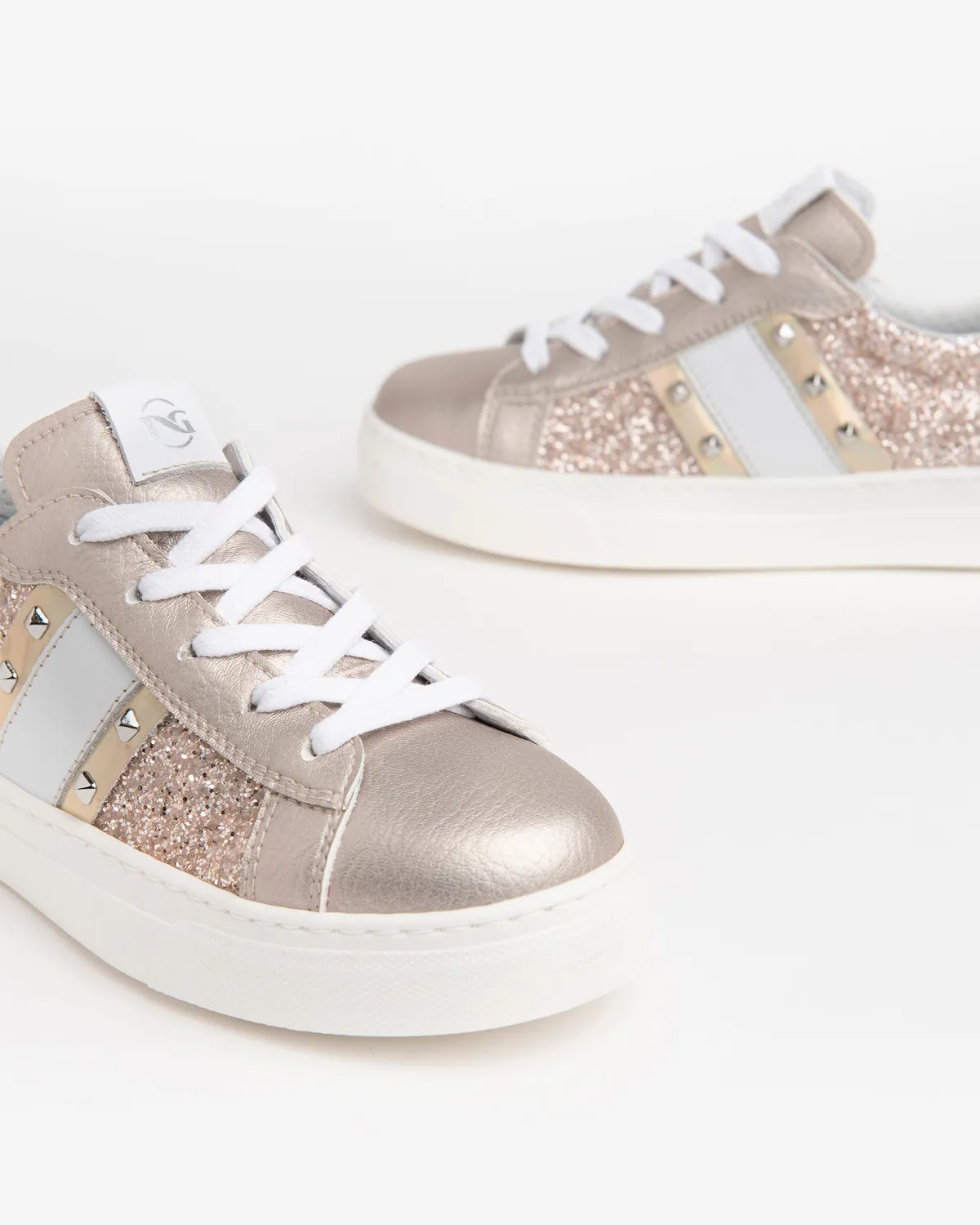 NeroGiardini sneakers fete sclipici piele cu fermoar