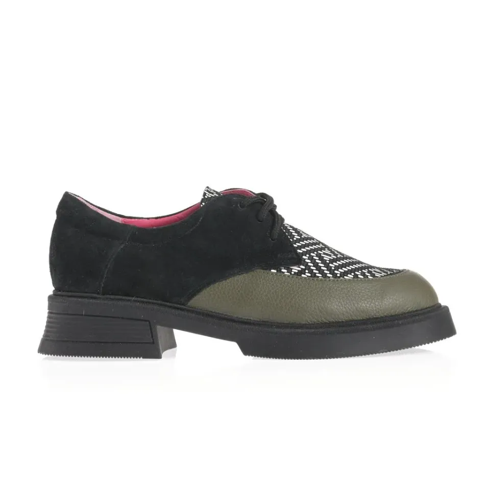 Ana Urbana Shoes Sabina pantofi negru-verde piele