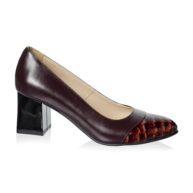 Catinca Shoes A3 MSM pantofi dama maro piele naturala solzi