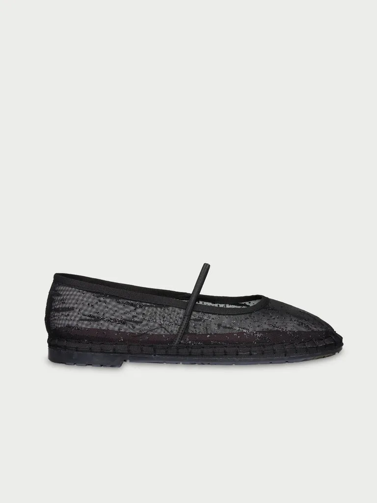Flagelus Celie Glitter Mesh Black pantofi plasa