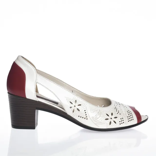 Catinca Shoes T1 AR sandale dama piele alb cu rosu