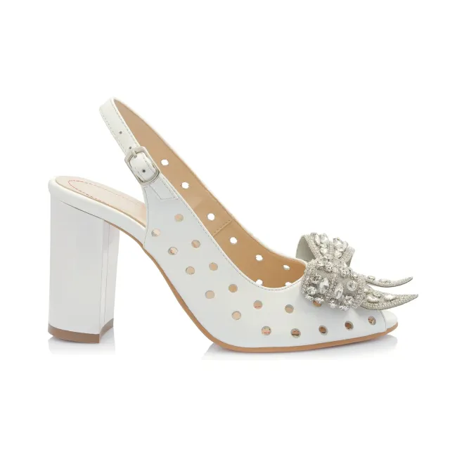 Catinca Shoes F24P sandale dama piele alb sidef