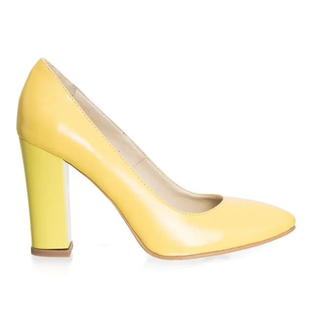 Catinca Shoes 2691 GTP pantofi piele galben toc patrat