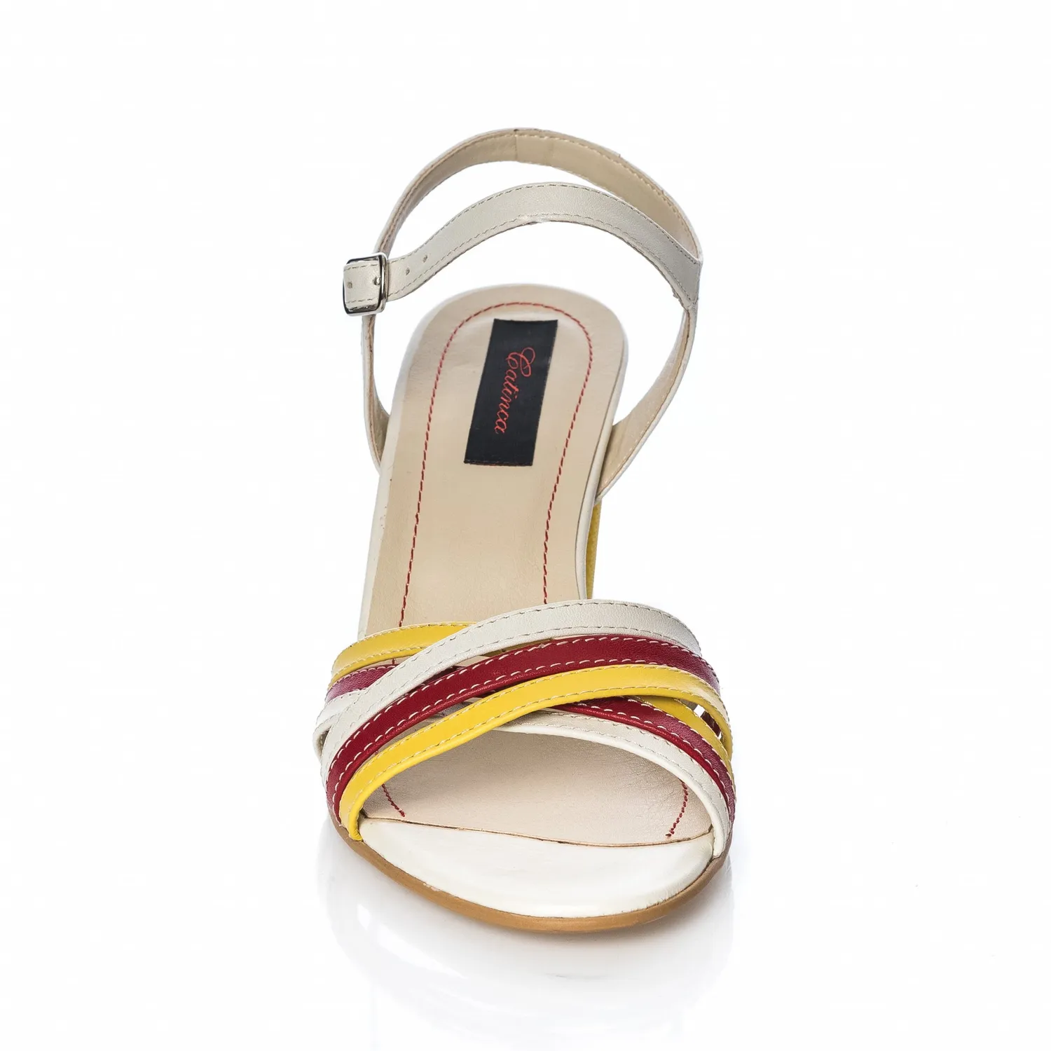 Catinca Shoes S3 ARG sandale piele alb roșu galben