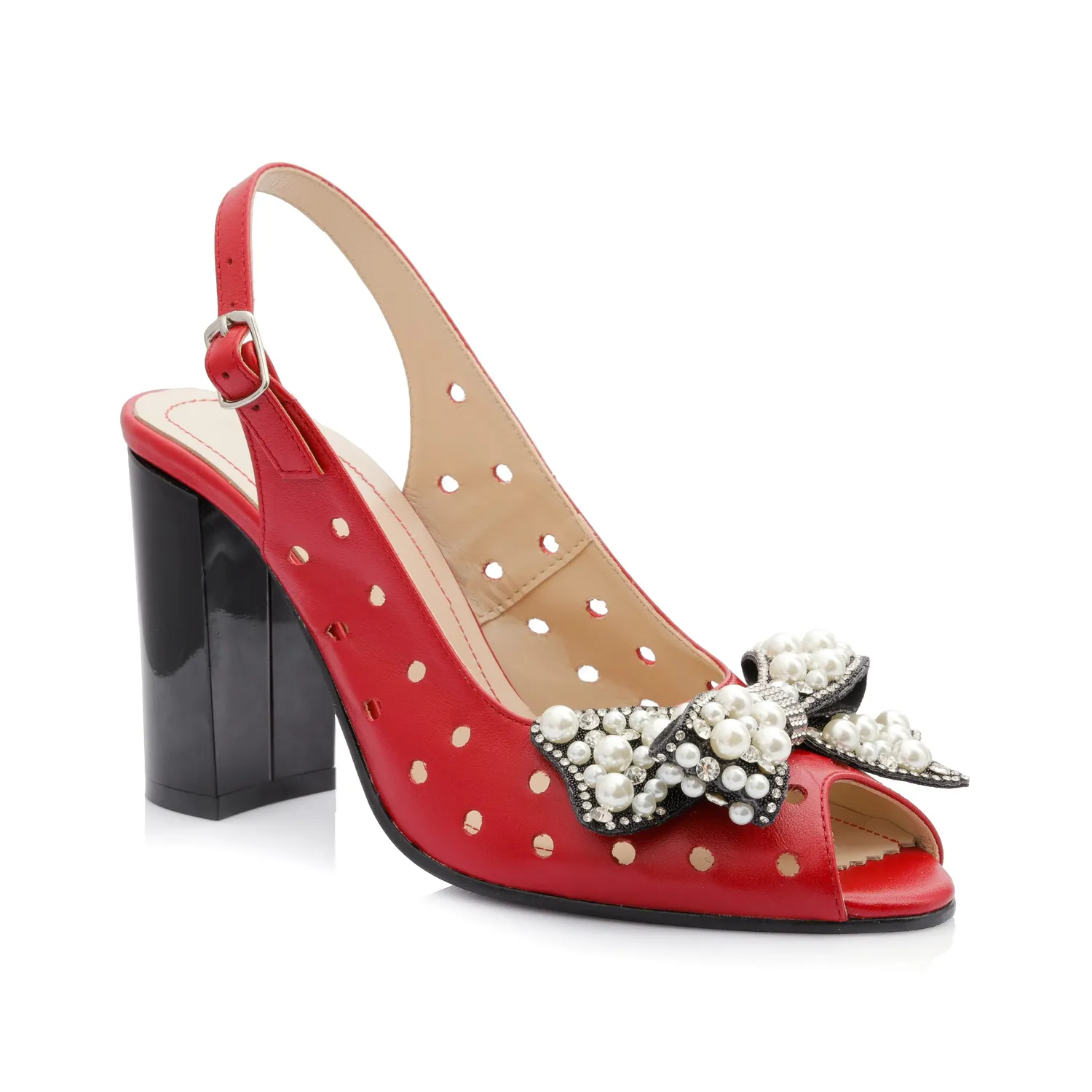 Catinca Shoes F24M RB sandale dama piele naturala rosu box
