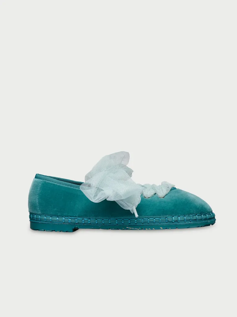 Flagelus Lady Ginevra Green pantofi catifea verde