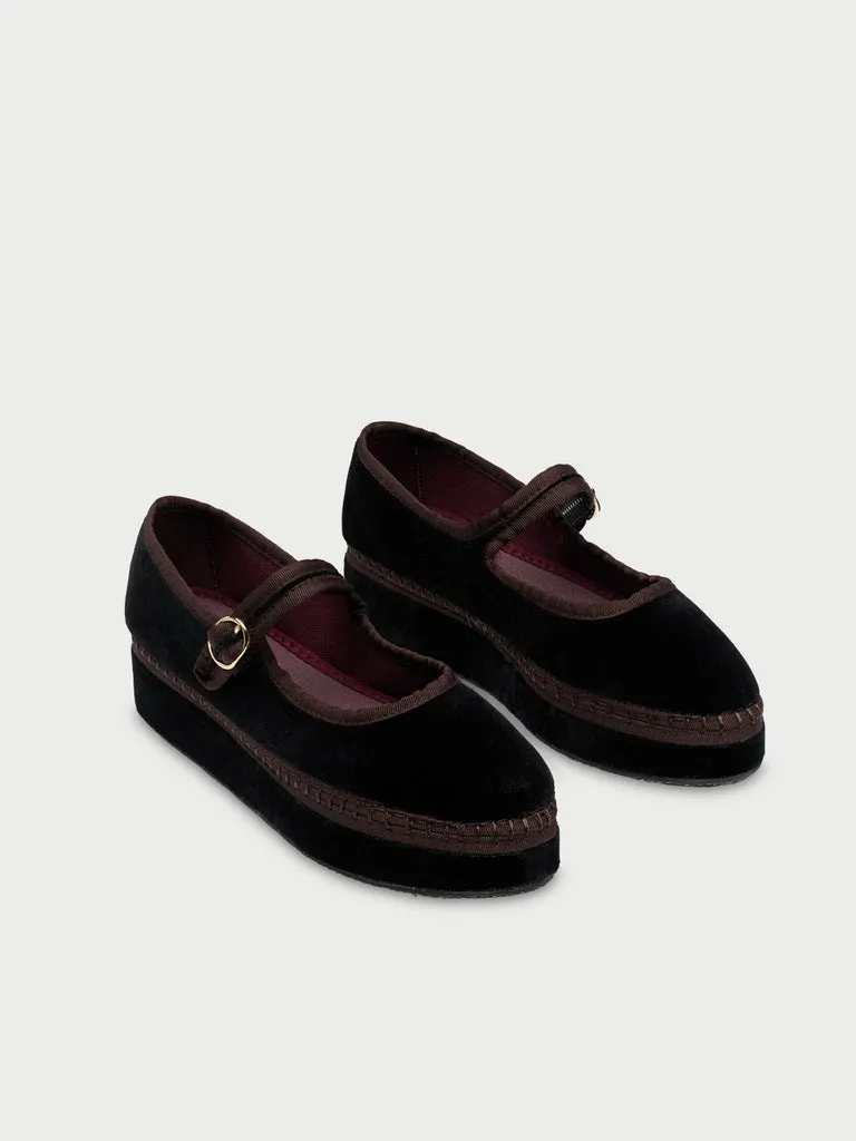 Flagelus Double Sethe pantofi catifea negri
