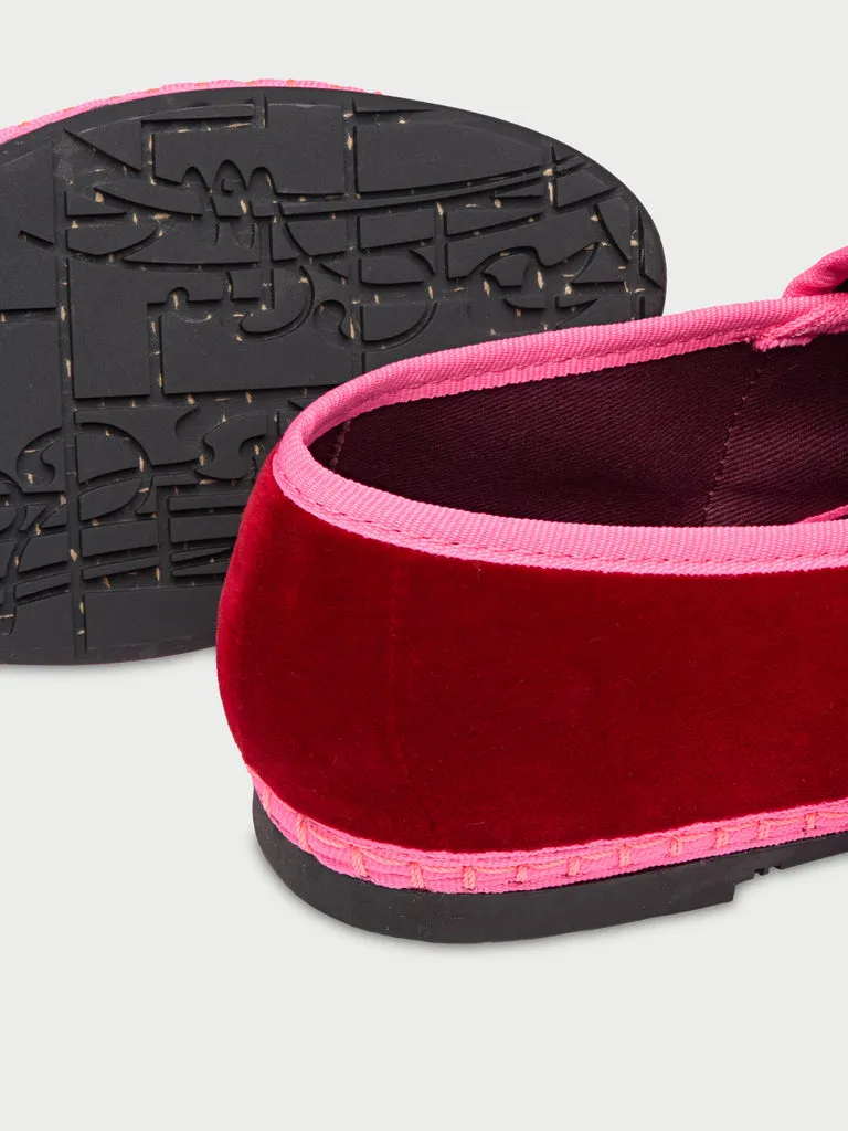Flagelus Sophie Red pantofi mary jane rosii catifea