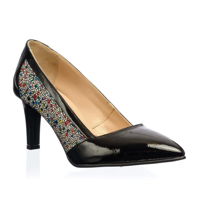 Catinca Shoes A10 NLPA pantofi dama negru lac pietre piele