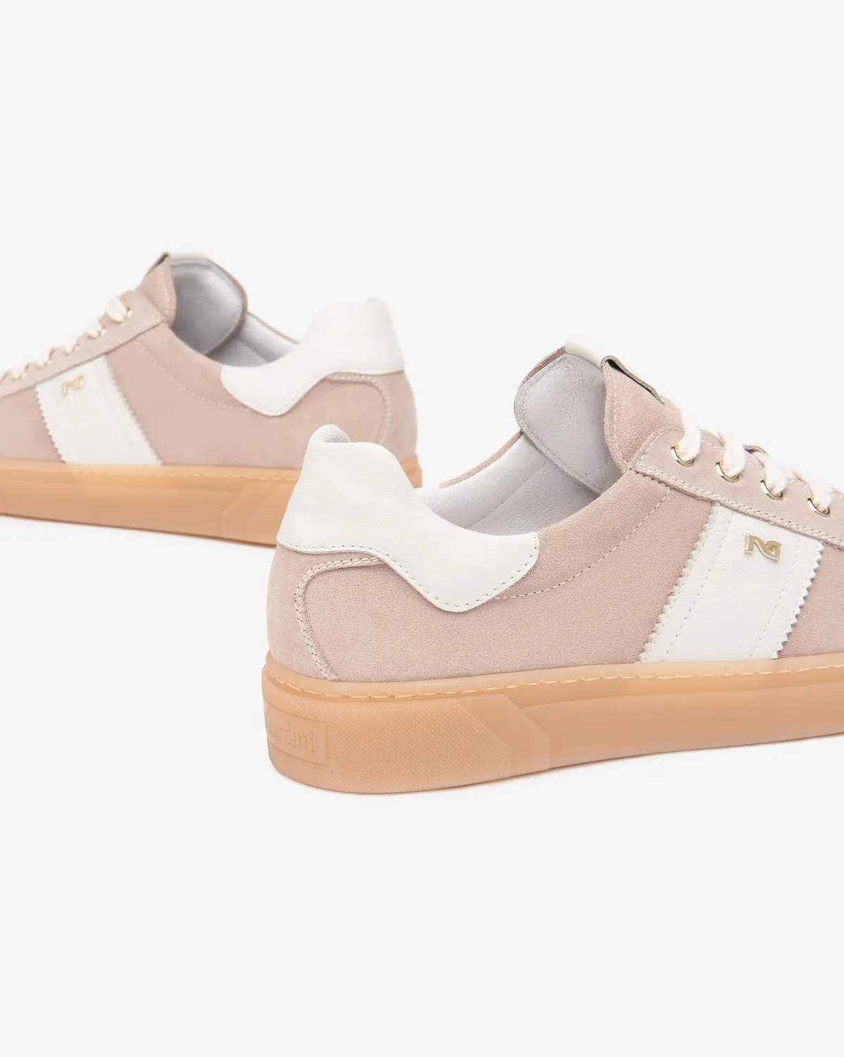 Sneakers NeroGiardini dama piele intoarsa albi