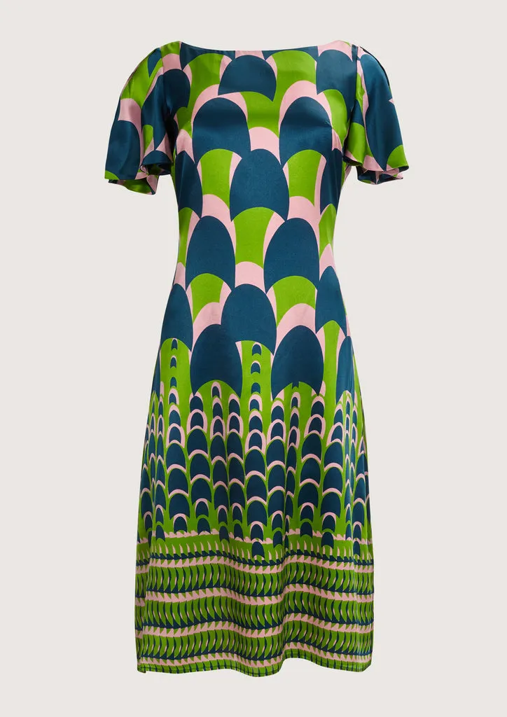 Flagelus Jean Swim Green rochie midi mătase