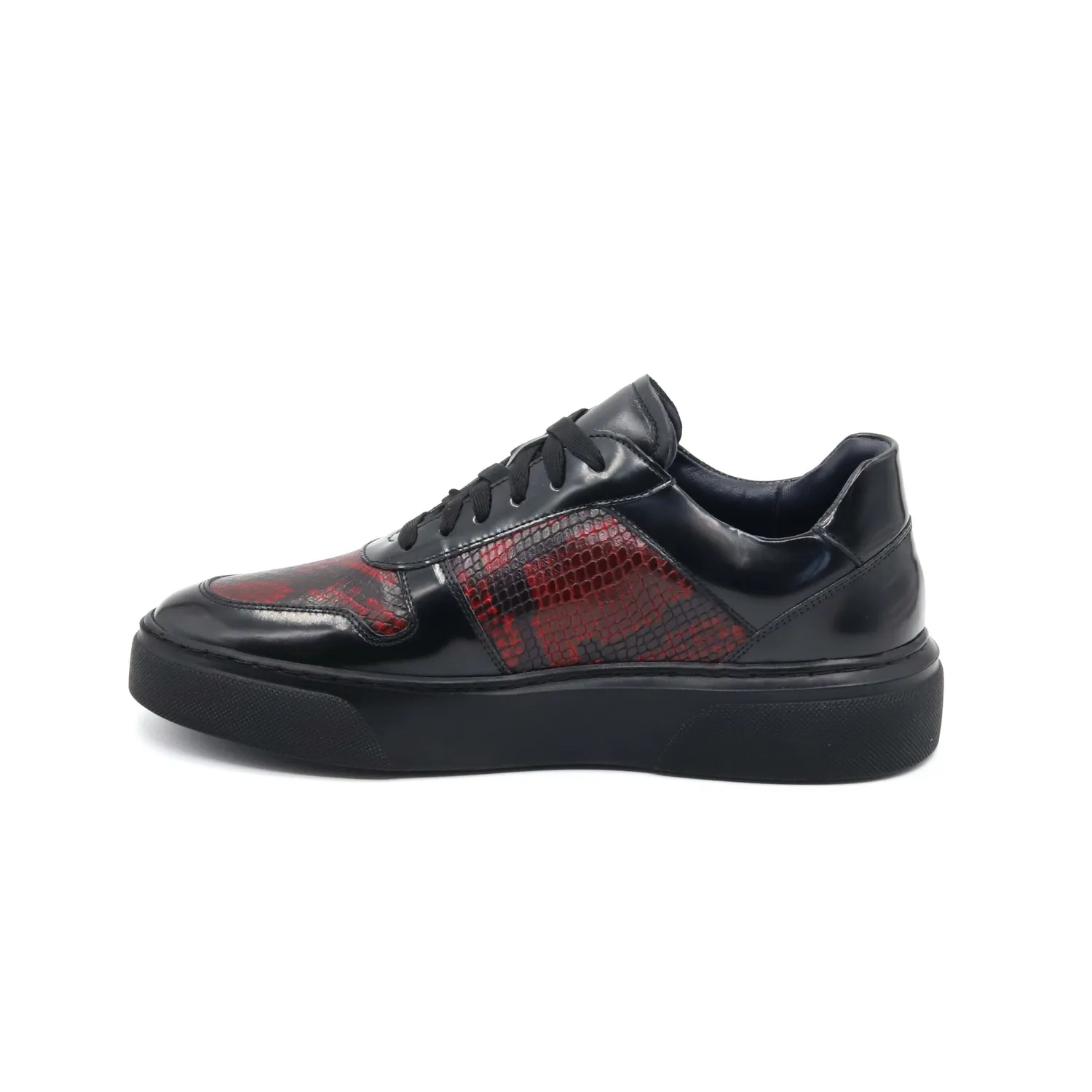Lucas Shoes 001 sneakers piele negru rosso snake
