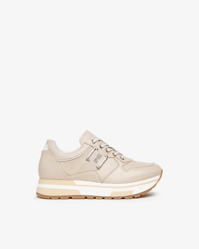 NeroGiardini pantofi sport dama piele naturala albi