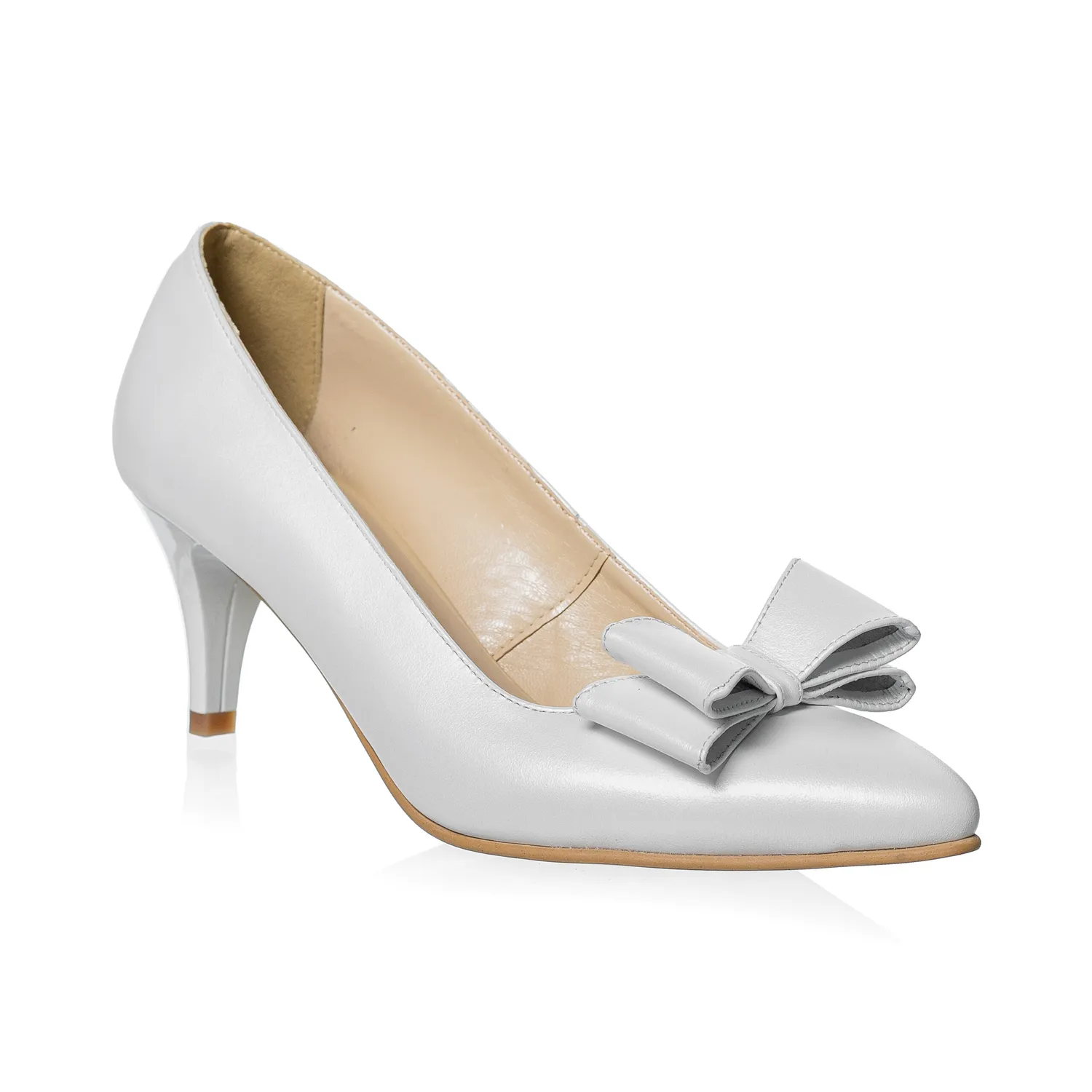 Catinca Shoes A20 AS pantofi dama piele alb sidef funda