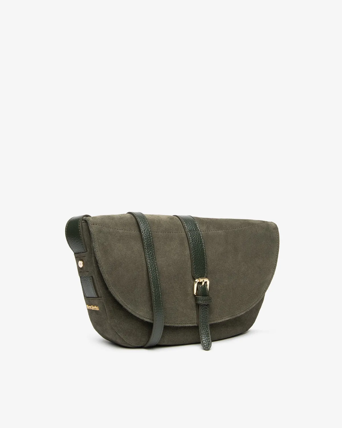 Geanta crossbody NeroGiardini piele intoarsa cu catarama