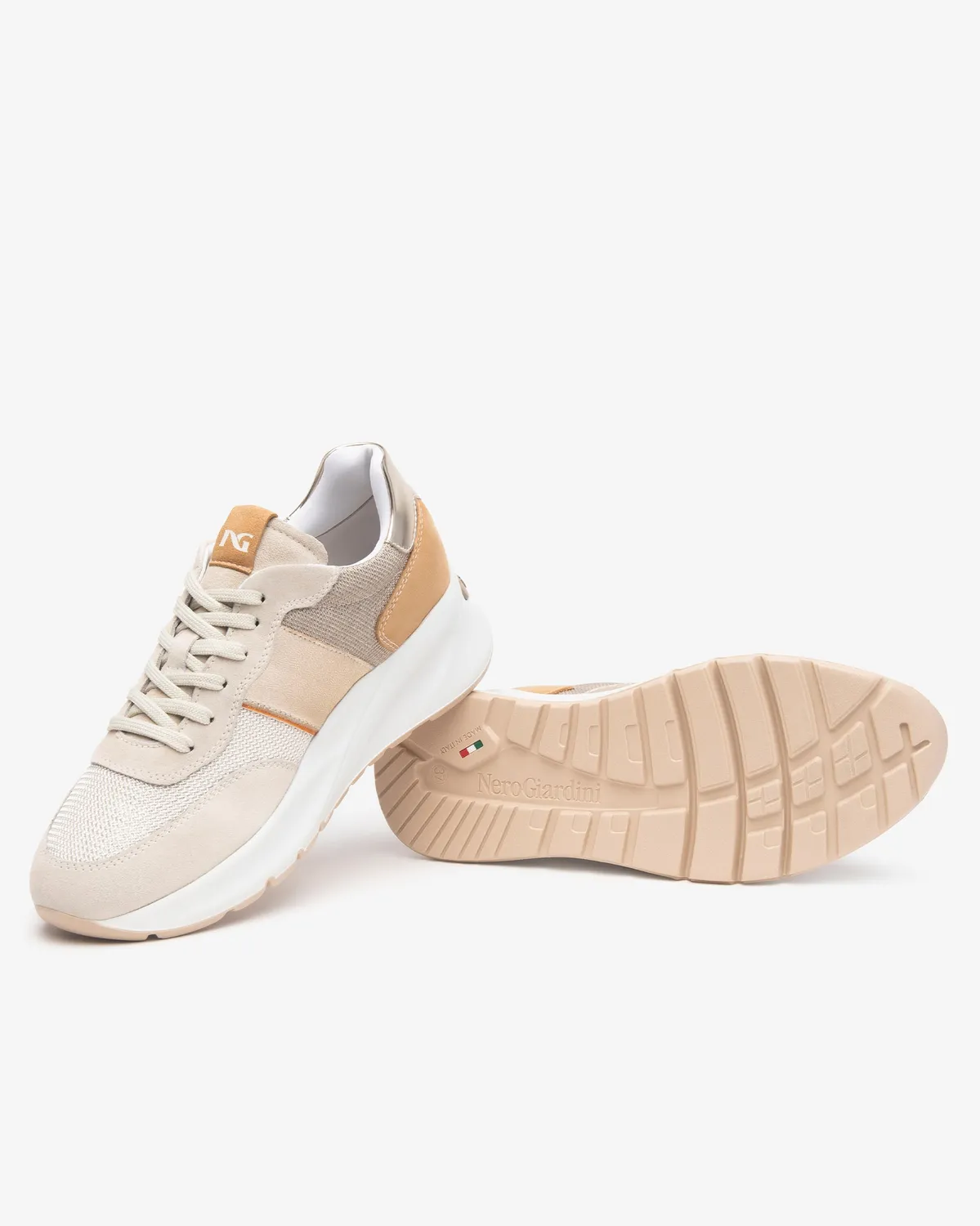 Sneakers damă NeroGiardini piele întoarsă mixt