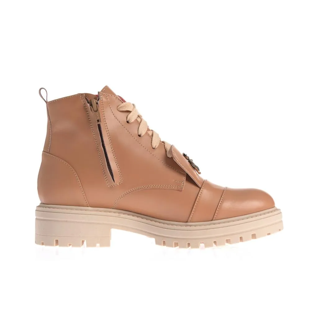 Ana Urbana Claudia ghete piele camel cu sireturi