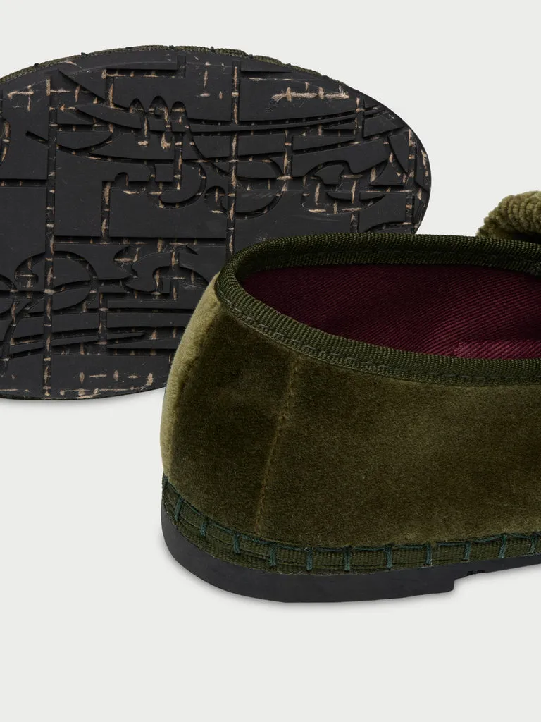 Flagelus Mafalda Forest Green papuci catifea verzi