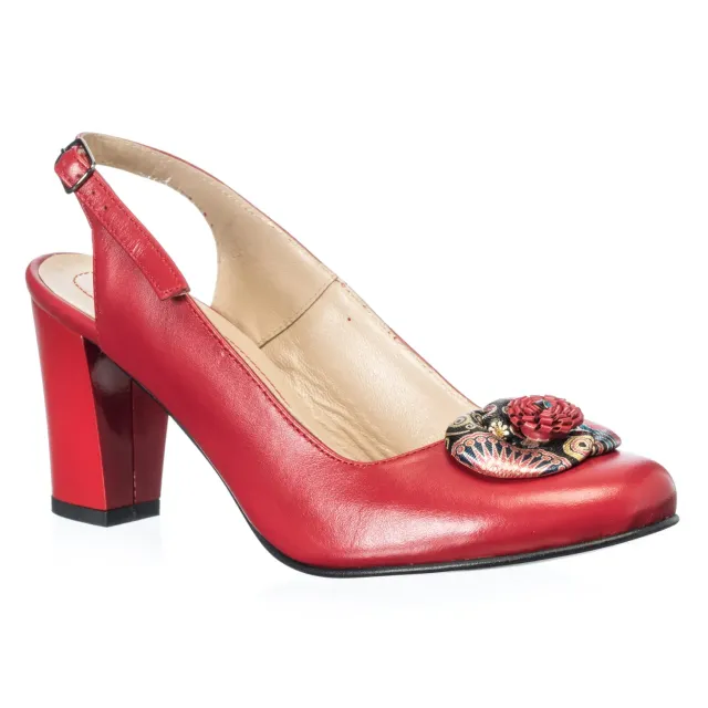 Catinca Shoes F5 R sandale dama piele naturala rosu