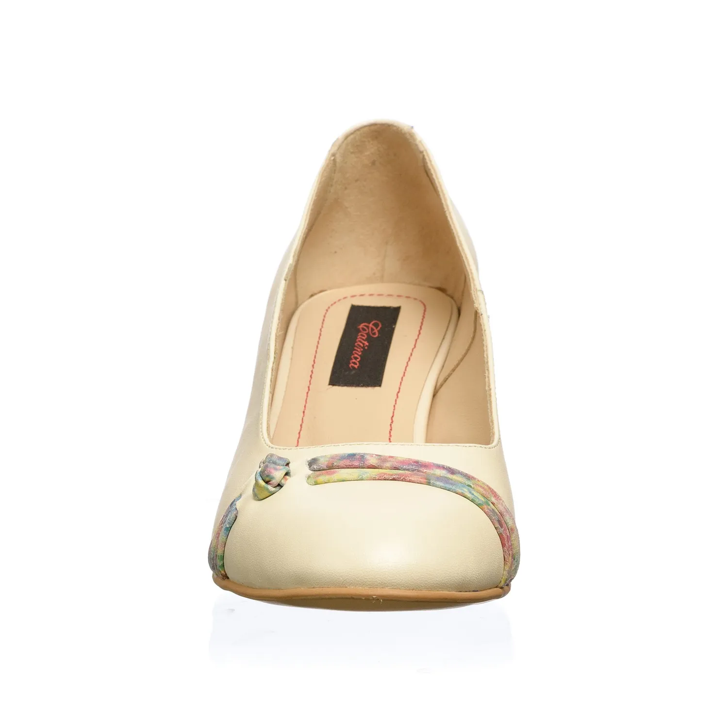 Catinca Shoes 55 BM pantofi dama piele bej toc multicolor