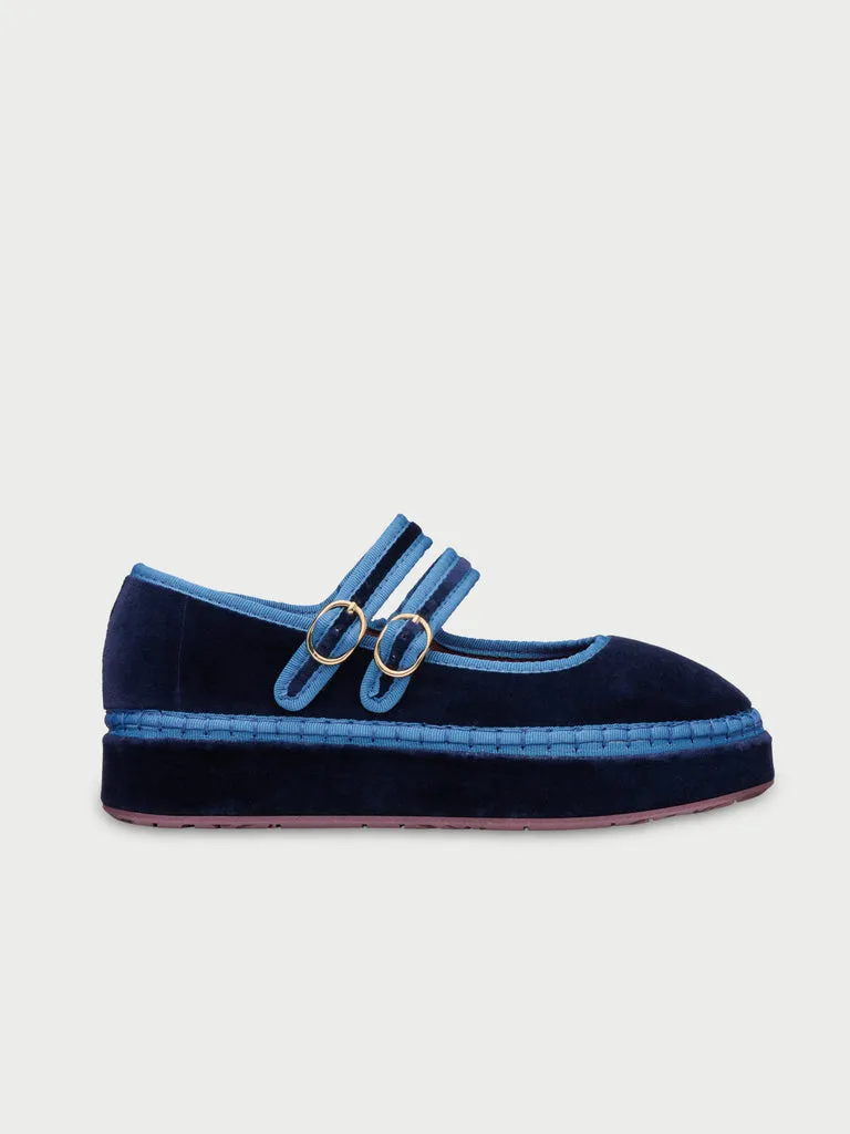 Flagelus Double Montague pantofi bleumarin